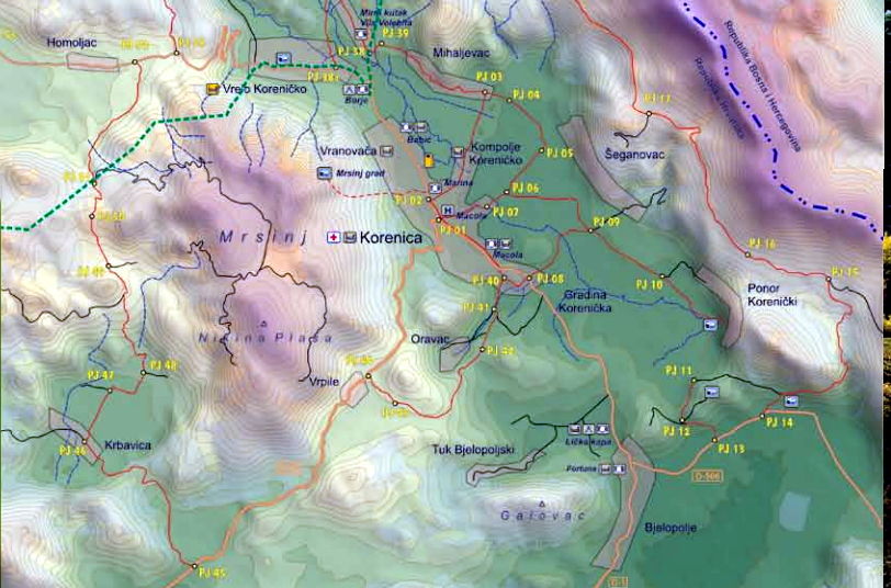 Karta okolice Korenice